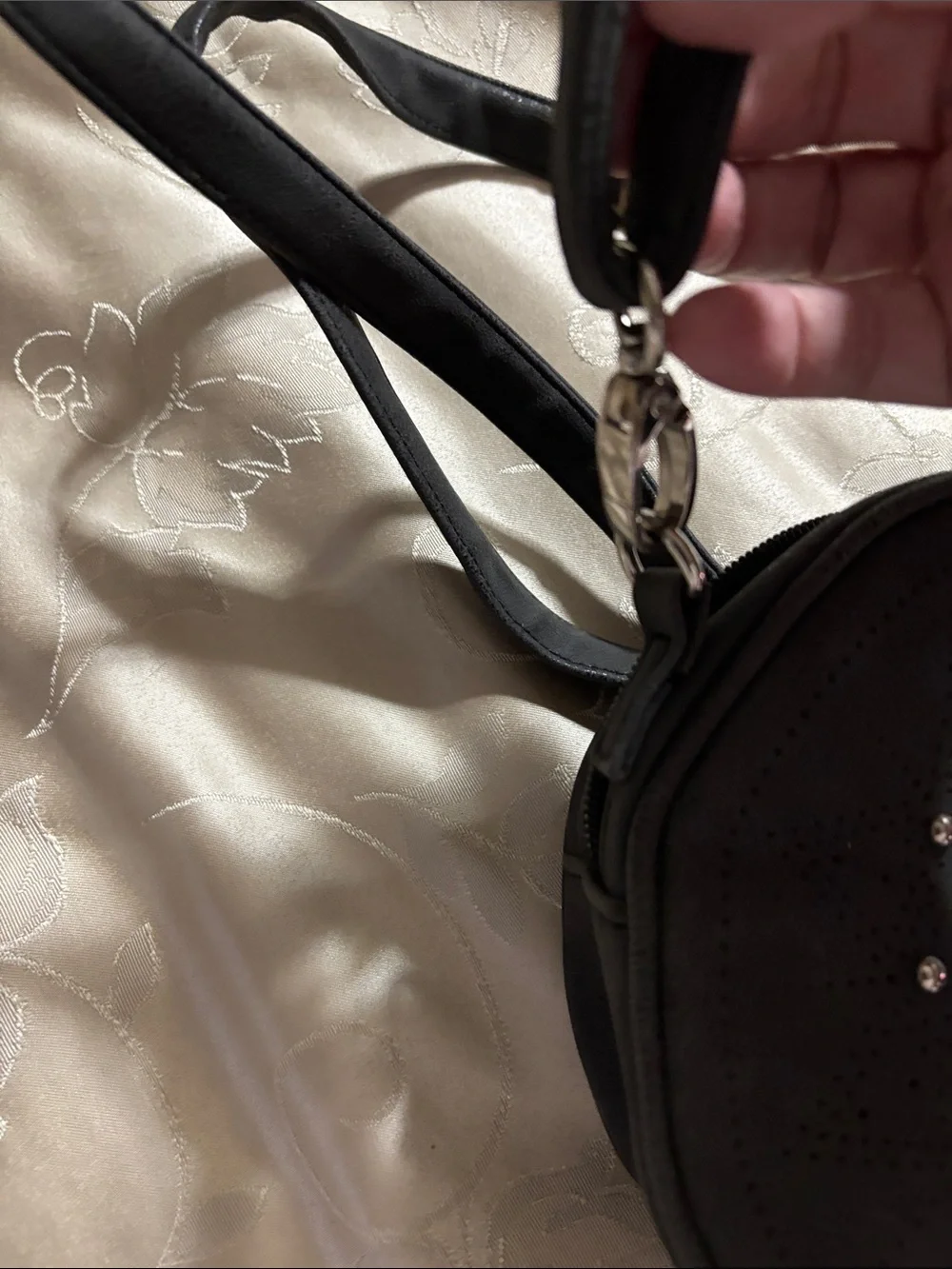 UNIONBAY Black Round Perforated Crossbody Bag with Stud Accents